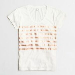 JCrew Metallic Striped Collector Tee Rose gold SZ Small
